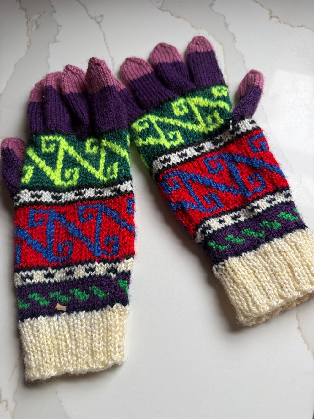 Wool Turkish Colorful Fair Isle Knit Gloves